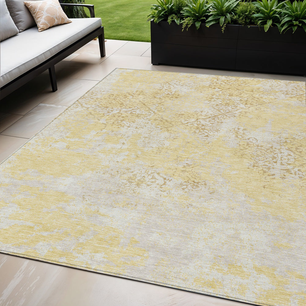 Homeroots 3' Floral Washable Area Rug In Artichoke & Fern Green - Perfect For Indoor & Outdoor Spaces! 5' X 8' Polyester 586157