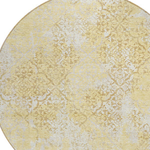 Homeroots 3' Floral Washable Area Rug In Artichoke & Fern Green - Perfect For Indoor & Outdoor Spaces! 8' Round Polyester 586158
