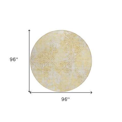 Homeroots 3' Floral Washable Area Rug In Artichoke & Fern Green - Perfect For Indoor & Outdoor Spaces! 8' Round Polyester 586158