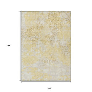 Homeroots 3' Floral Washable Area Rug In Artichoke & Fern Green - Perfect For Indoor & Outdoor Spaces! 9' X 12' Polyester 586160