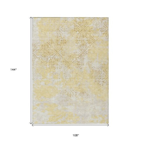 Homeroots 3' Floral Washable Area Rug In Artichoke & Fern Green - Perfect For Indoor & Outdoor Spaces! 9' X 12' Polyester 586160