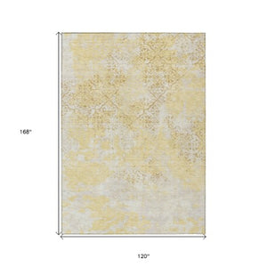 Homeroots 3' Floral Washable Area Rug In Artichoke & Fern Green - Perfect For Indoor & Outdoor Spaces! 10' X 14' Polyester 586161