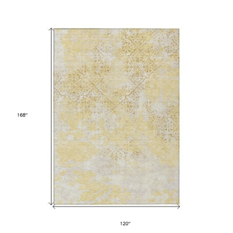 Homeroots 3' Floral Washable Area Rug In Artichoke & Fern Green - Perfect For Indoor & Outdoor Spaces! 10' X 14' Polyester 586161