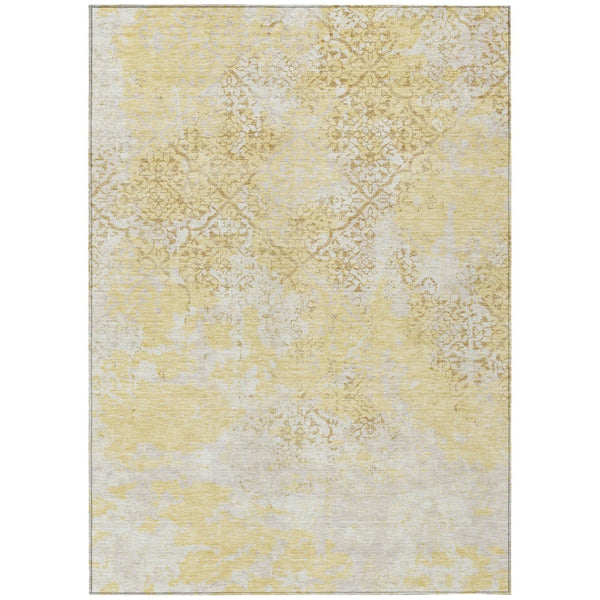 HomeRoots 5' Gold Floral Area Rug - Washable, Durable Design for Indoor & Outdoor Spaces, Perfect for High Traffic 10' X 14' 586161