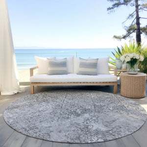 Homeroots 3' Floral Washable Area Rug In Artichoke & Fern Green - Perfect For Indoor & Outdoor Spaces! 8' Round Polyester 586164