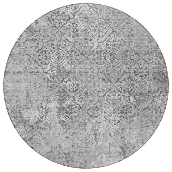 Homeroots 3' Floral Washable Area Rug In Artichoke & Fern Green - Perfect For Indoor & Outdoor Spaces! 8' Round Polyester 586164
