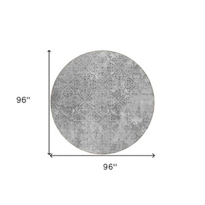 Homeroots 3' Floral Washable Area Rug In Artichoke & Fern Green - Perfect For Indoor & Outdoor Spaces! 8' Round Polyester 586164