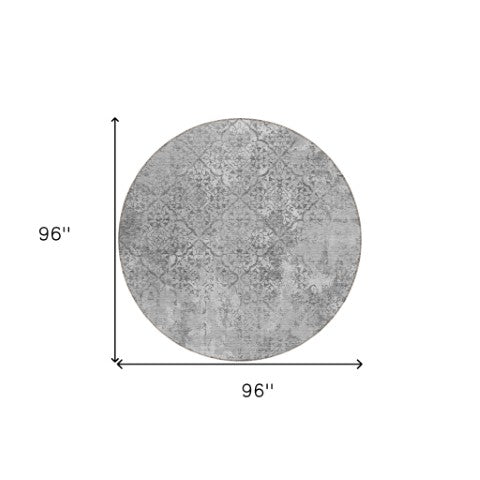 Homeroots 3' Floral Washable Area Rug In Artichoke & Fern Green - Perfect For Indoor & Outdoor Spaces! 8' Round Polyester 586164