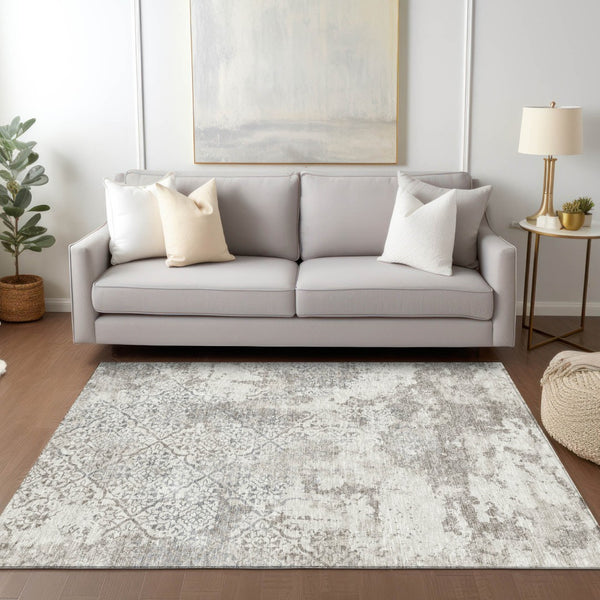 Homeroots 3' Floral Washable Area Rug In Artichoke & Fern Green - Perfect For Indoor & Outdoor Spaces! 3' X 5' Polyester 586168