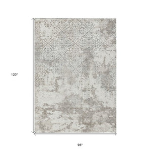 Homeroots 3' Floral Washable Area Rug In Artichoke & Fern Green - Perfect For Indoor & Outdoor Spaces! 8' X 10' Polyester 586171