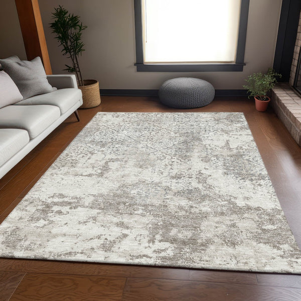 Homeroots 3' Floral Washable Area Rug In Artichoke & Fern Green - Perfect For Indoor & Outdoor Spaces! 9' X 12' Polyester 586172