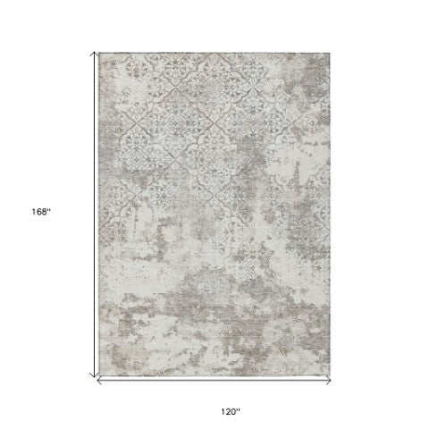 Homeroots 3' Floral Washable Area Rug In Artichoke & Fern Green - Perfect For Indoor & Outdoor Spaces! 10' X 14' Polyester 586173