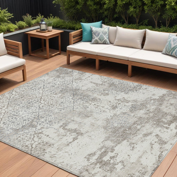 Homeroots 3' Floral Washable Area Rug In Artichoke & Fern Green - Perfect For Indoor & Outdoor Spaces! 10' X 14' Polyester 586173
