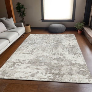 Homeroots 3' Floral Washable Area Rug In Artichoke & Fern Green - Perfect For Indoor & Outdoor Spaces! 10' X 14' Polyester 586173