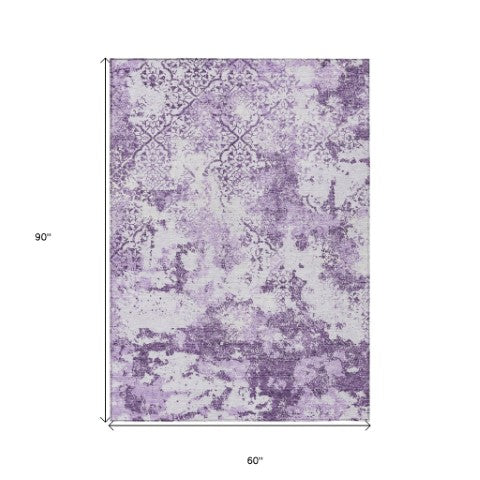 Homeroots 3' Floral Washable Area Rug In Artichoke & Fern Green - Perfect For Indoor & Outdoor Spaces! 5' X 8' Polyester 586175