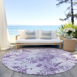 Homeroots 3' Floral Washable Area Rug In Artichoke & Fern Green - Perfect For Indoor & Outdoor Spaces! 8' Round Polyester 586176
