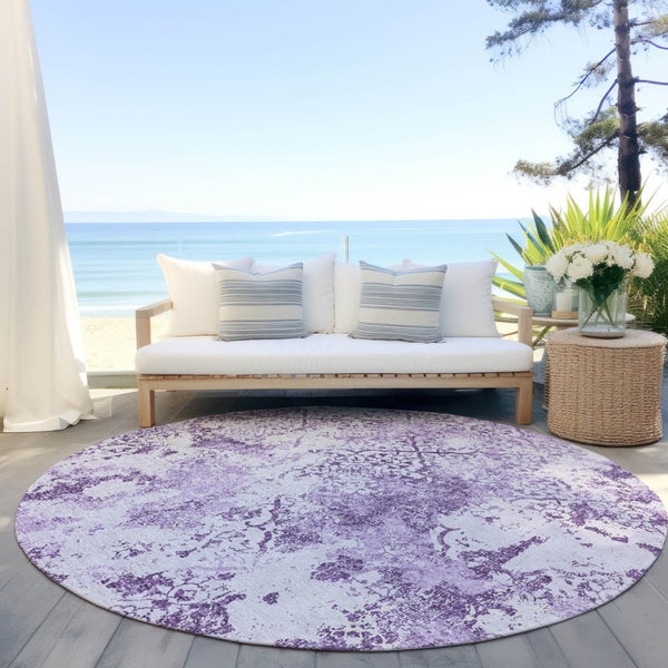 Homeroots 3' Floral Washable Area Rug In Artichoke & Fern Green - Perfect For Indoor & Outdoor Spaces! 8' Round Polyester 586176