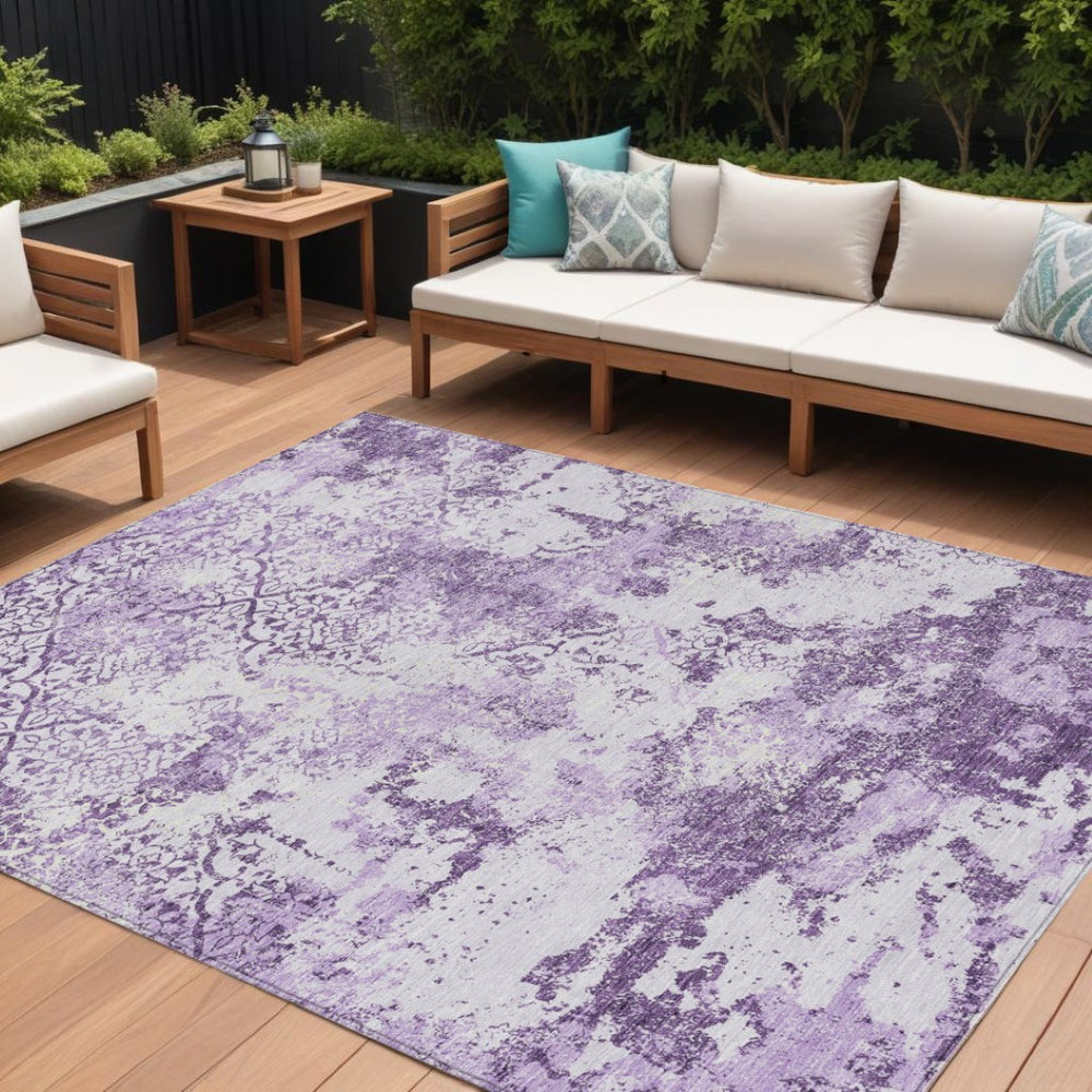 HomeRoots 9' Elegant Lavender Purple & Lilac Floral Area Rug – Durable, Washable, Indoor & Outdoor Use 9' X 12' 586178