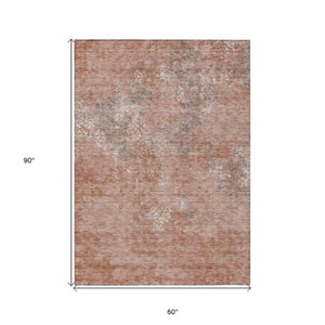 Homeroots 3' Floral Washable Area Rug In Artichoke & Fern Green - Perfect For Indoor & Outdoor Spaces! 5' X 8' Polyester 586181