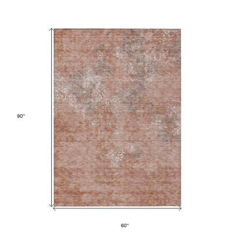 Homeroots 3' Floral Washable Area Rug In Artichoke & Fern Green - Perfect For Indoor & Outdoor Spaces! 5' X 8' Polyester 586181