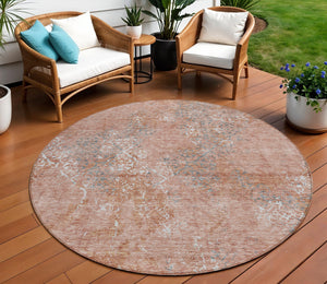 Homeroots 3' Floral Washable Area Rug In Artichoke & Fern Green - Perfect For Indoor & Outdoor Spaces! 8' Round Polyester 586182
