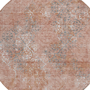 Homeroots 3' Floral Washable Area Rug In Artichoke & Fern Green - Perfect For Indoor & Outdoor Spaces! 8' Round Polyester 586182