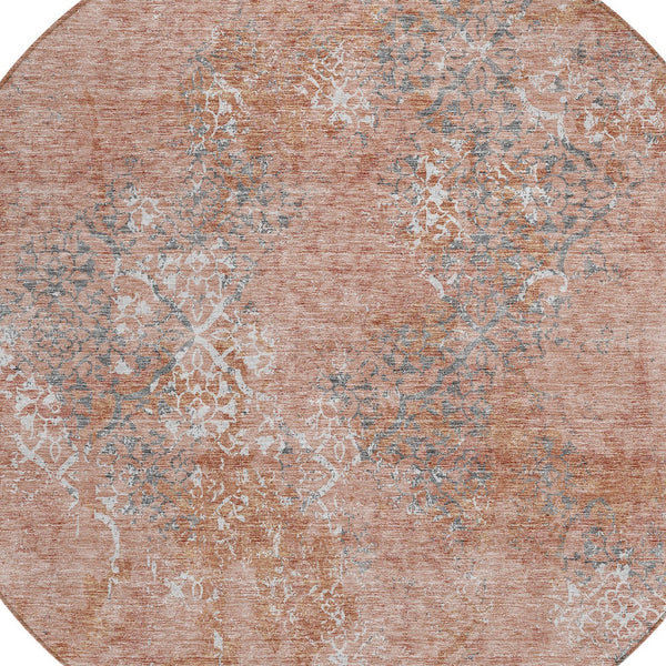 Homeroots 3' Floral Washable Area Rug In Artichoke & Fern Green - Perfect For Indoor & Outdoor Spaces! 8' Round Polyester 586182