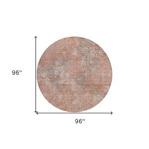 Homeroots 3' Floral Washable Area Rug In Artichoke & Fern Green - Perfect For Indoor & Outdoor Spaces! 8' Round Polyester 586182