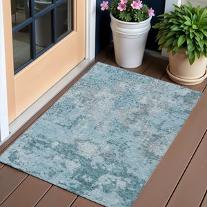 Homeroots 3' Floral Washable Area Rug In Artichoke & Fern Green - Perfect For Indoor & Outdoor Spaces! 3' X 5' Polyester 586186
