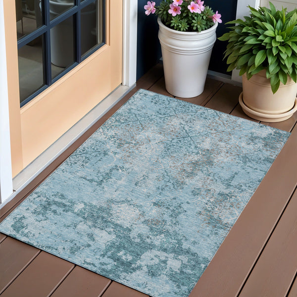Homeroots 3' Floral Washable Area Rug In Artichoke & Fern Green - Perfect For Indoor & Outdoor Spaces! 3' X 5' Polyester 586186