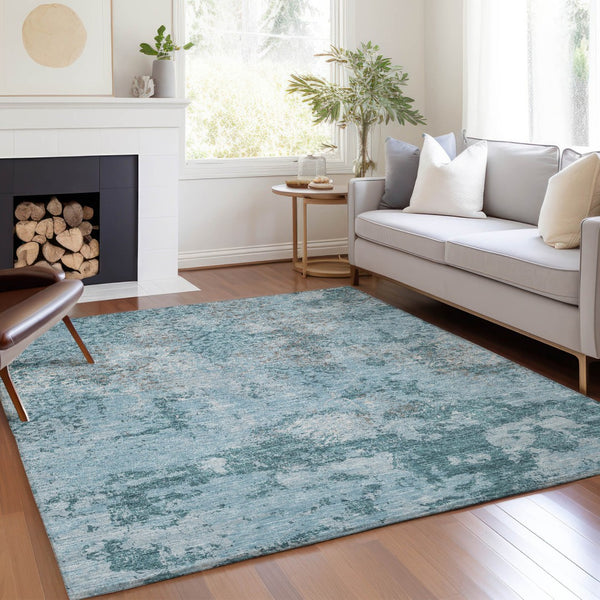 Homeroots 3' Floral Washable Area Rug In Artichoke & Fern Green - Perfect For Indoor & Outdoor Spaces! 3' X 5' Polyester 586186