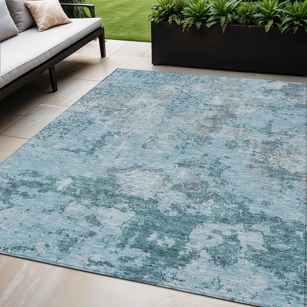 Homeroots 3' Floral Washable Area Rug In Artichoke & Fern Green - Perfect For Indoor & Outdoor Spaces! 5' X 8' Polyester 586187