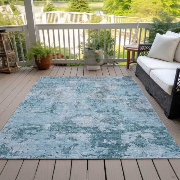 Homeroots 3' Floral Washable Area Rug In Artichoke & Fern Green - Perfect For Indoor & Outdoor Spaces! 5' X 8' Polyester 586187