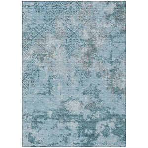 HomeRoots 5' Durable Floral Washable Area Rug in Teal Blue, Aqua & Gray for Indoor-Outdoor Spaces 5' X 8' 586187