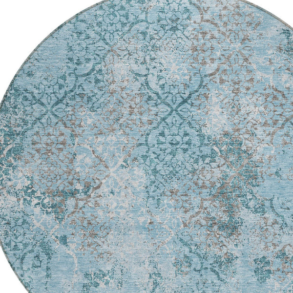 Homeroots 3' Floral Washable Area Rug In Artichoke & Fern Green - Perfect For Indoor & Outdoor Spaces! 8' Round Polyester 586188