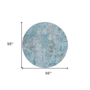 Homeroots 3' Floral Washable Area Rug In Artichoke & Fern Green - Perfect For Indoor & Outdoor Spaces! 8' Round Polyester 586188