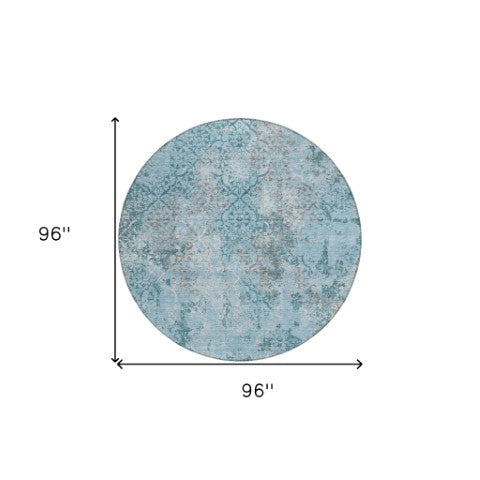 Homeroots 3' Floral Washable Area Rug In Artichoke & Fern Green - Perfect For Indoor & Outdoor Spaces! 8' Round Polyester 586188