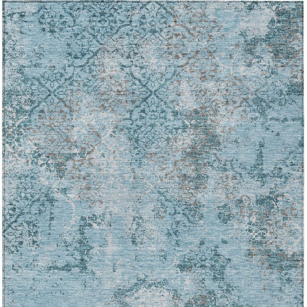 Homeroots 3' Floral Washable Area Rug In Artichoke & Fern Green - Perfect For Indoor & Outdoor Spaces! 8' X 10' Polyester 586189