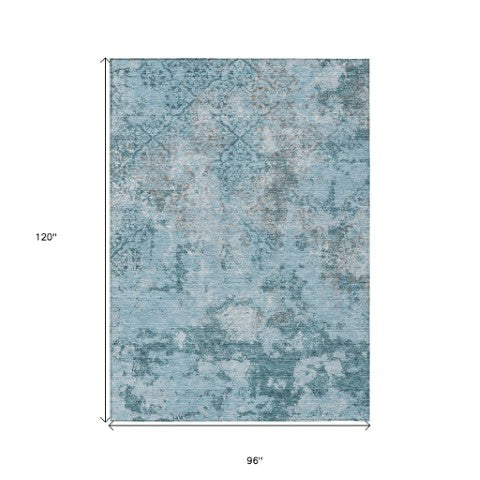 Homeroots 3' Floral Washable Area Rug In Artichoke & Fern Green - Perfect For Indoor & Outdoor Spaces! 8' X 10' Polyester 586189