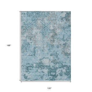 Homeroots 3' Floral Washable Area Rug In Artichoke & Fern Green - Perfect For Indoor & Outdoor Spaces! 10' X 14' Polyester 586191