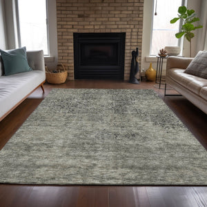 Homeroots 3' Floral Washable Area Rug In Artichoke & Fern Green - Perfect For Indoor & Outdoor Spaces! 5' X 8' Polyester 586193