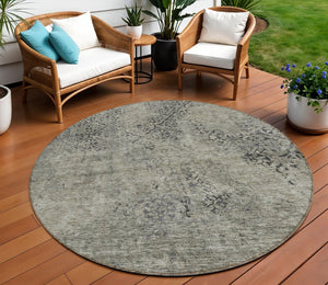 Homeroots 3' Floral Washable Area Rug In Artichoke & Fern Green - Perfect For Indoor & Outdoor Spaces! 8' Round Polyester 586194