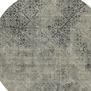 Homeroots 3' Floral Washable Area Rug In Artichoke & Fern Green - Perfect For Indoor & Outdoor Spaces! 8' Round Polyester 586194