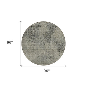 Homeroots 3' Floral Washable Area Rug In Artichoke & Fern Green - Perfect For Indoor & Outdoor Spaces! 8' Round Polyester 586194