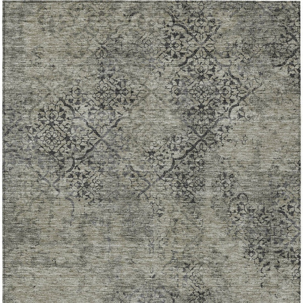 Homeroots 3' Floral Washable Area Rug In Artichoke & Fern Green - Perfect For Indoor & Outdoor Spaces! 8' X 10' Polyester 586195