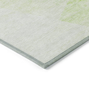 Homeroots 3' Abstract Washable Area Rug In Artichoke Green And Ivory - Perfect For Indoor And Outdoor Spaces 3' X 5' Polyester 586198