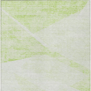 Homeroots 3' Abstract Washable Area Rug In Artichoke Green And Ivory - Perfect For Indoor And Outdoor Spaces 3' X 5' Polyester 586198
