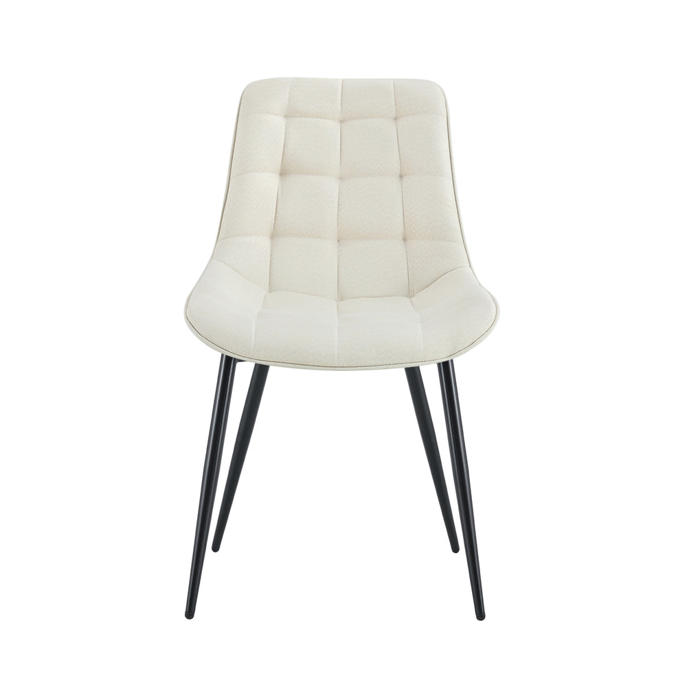 English Elm Modern Creamy White Fabric Dining Chair With Grid Pattern - Stylish, Comfortable & Durable Design W370P207345