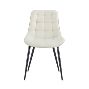 English Elm Modern Creamy White Fabric Dining Chair With Grid Pattern - Stylish, Comfortable & Durable Design W370P207345
