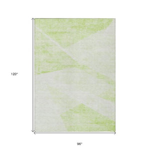 Homeroots 3' Abstract Washable Area Rug In Artichoke Green And Ivory - Perfect For Indoor And Outdoor Spaces 8' X 10' Polyester 586201